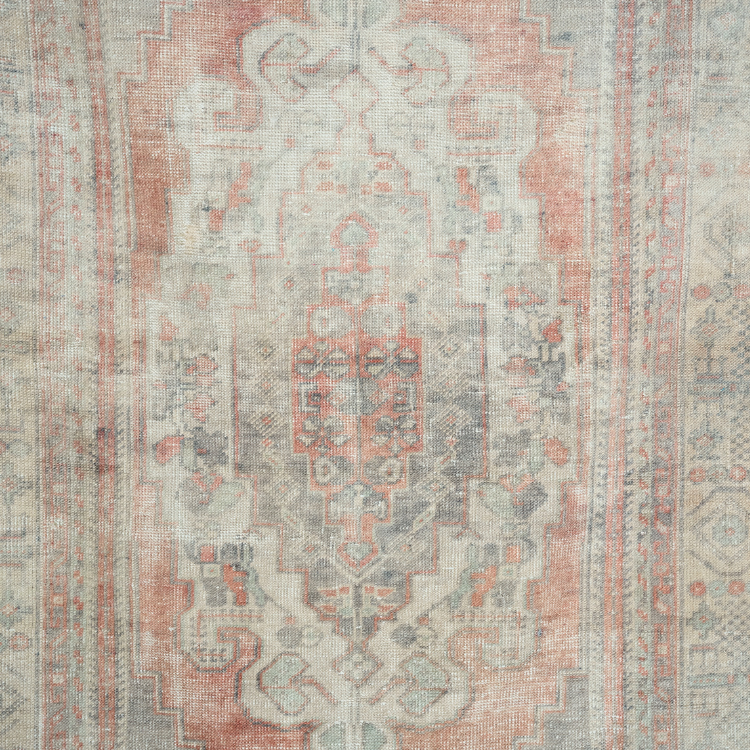 Vintage Faded Coral Lattice Rug