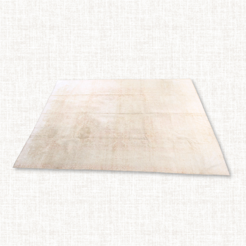 Turkish Oushak Rug — Washed Blush & Ivory Field