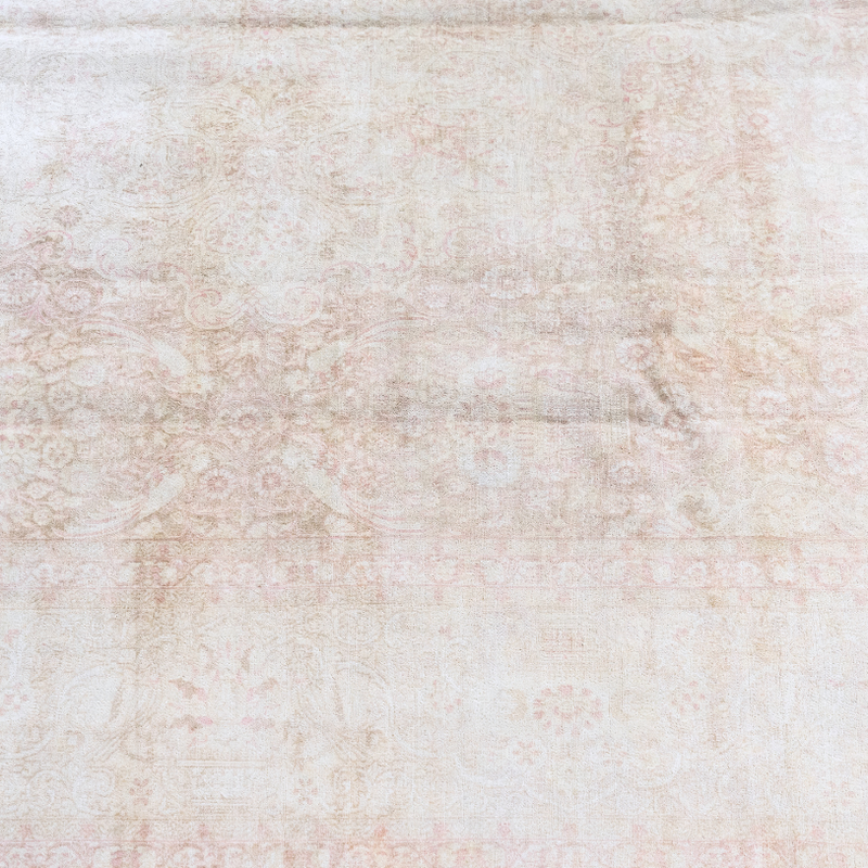 Turkish Oushak Rug — Washed Blush & Ivory Field