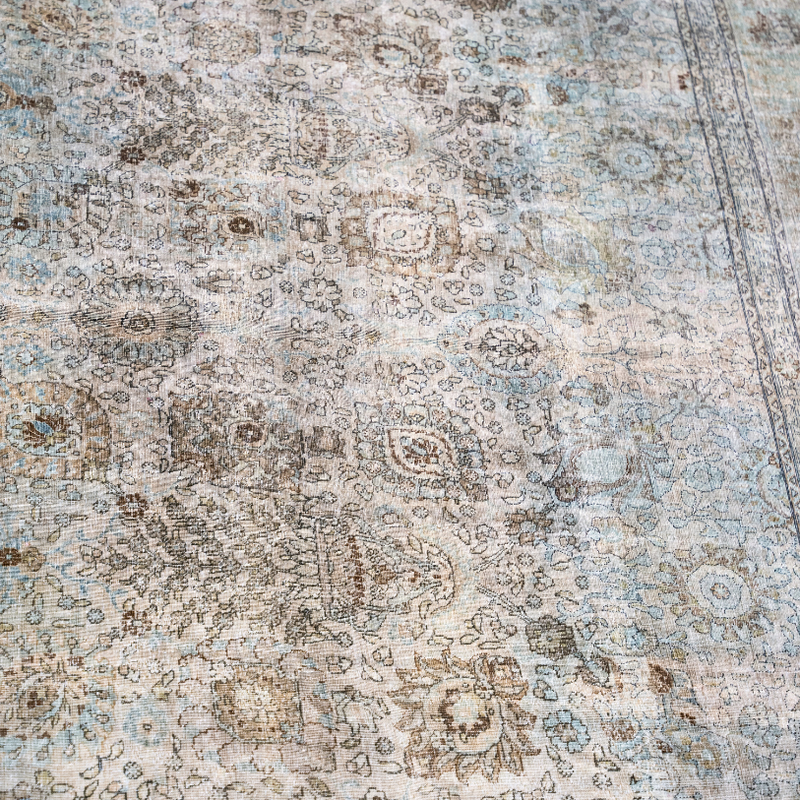 Persian Style Rug — Washed Blue & Taupe Allover
