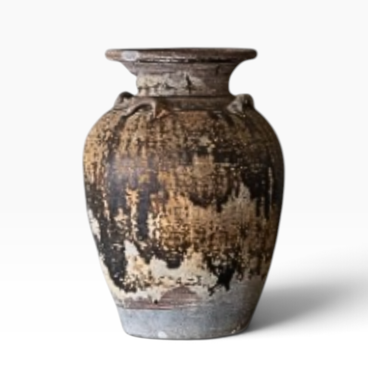 The Well by BDAntiques antique shipwreck pottery vase with weathered brown and black patina and encrusted texture.