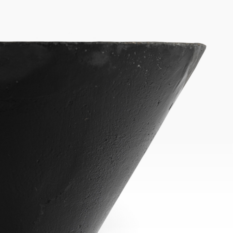The Well by BDAntiques black sculptural Spindle Planter with a modern hourglass shape for indoor or outdoor use.