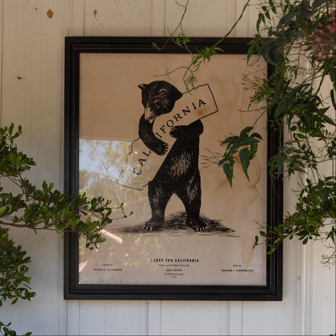 The Well by BDAntiques framed I Love You California bear print featuring a vintage illustration in a black frame.