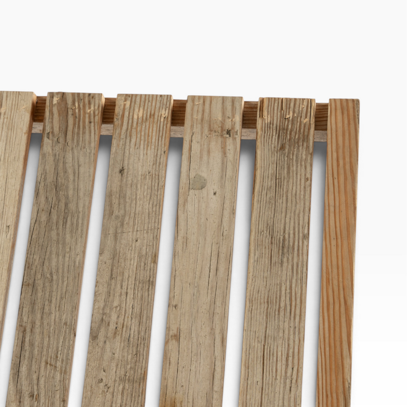 The Well by BDAntiques reclaimed scaffolding wood slats with a weathered finish for a rustic industrial lounge chair