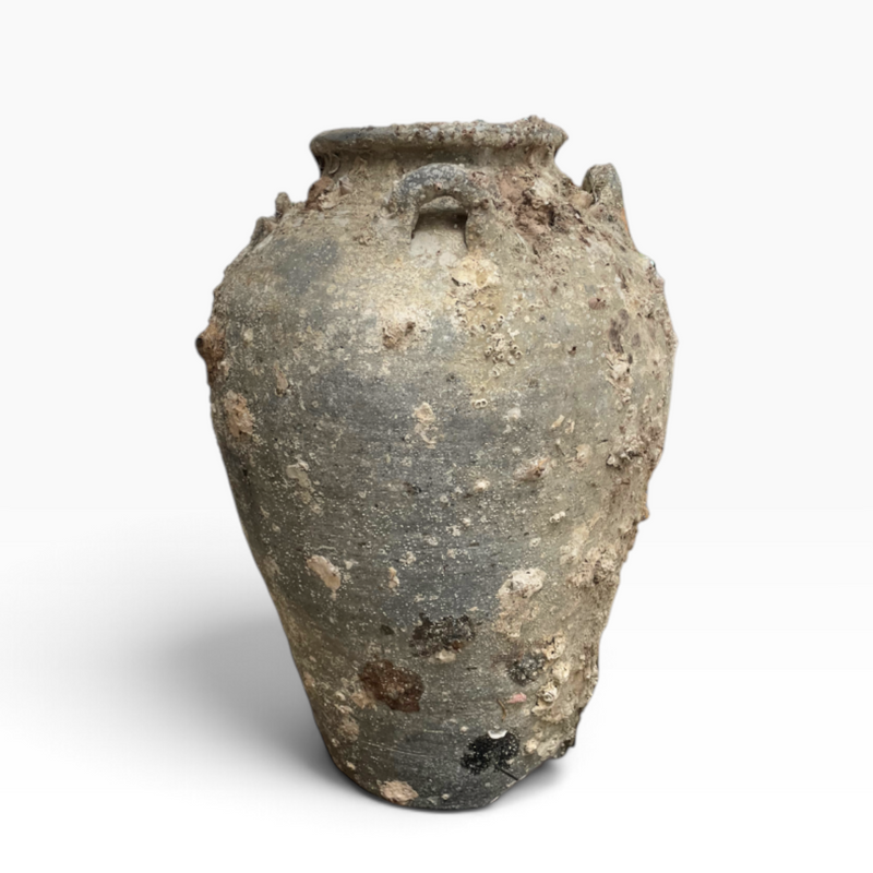 The Well by BDAntiques antique shipwreck pottery vase with weathered grey texture and marine encrustations.